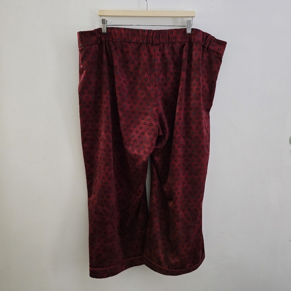 Lane Bryant Burgundy Red Printed Wide Leg Pants By Glamour X Size 22 - Picture 12 of 12